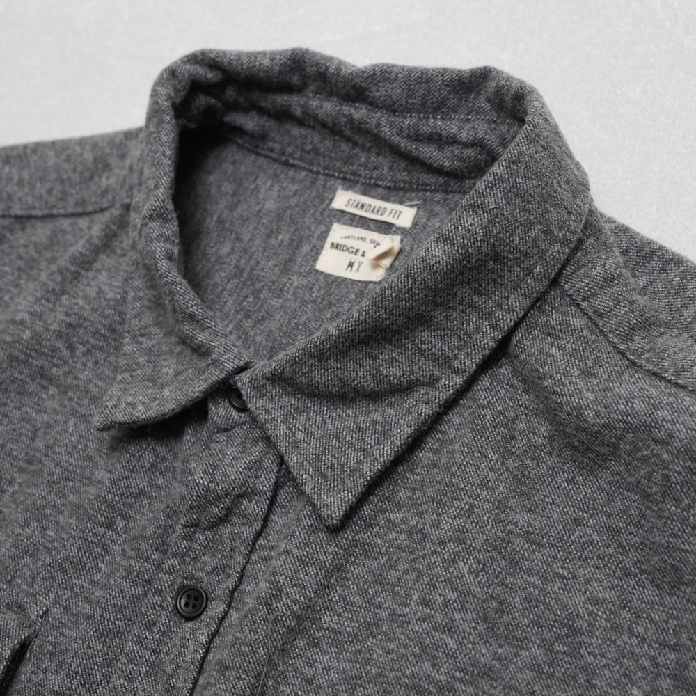 Bridge & Burn Mens Medium Gray Flannel Work Shirt PNW Portland Style - Picture 7 of 13